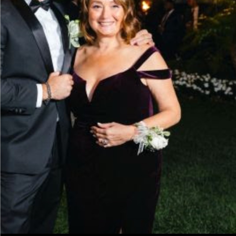 Deep purple & velvet sleeveless dress